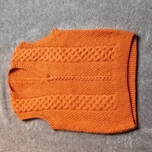Handmade XS (?) pumpkin orange cabled sweater vest